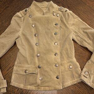 Anthropologie Marrakech Olive Green Moto Distressed Jacket- Small